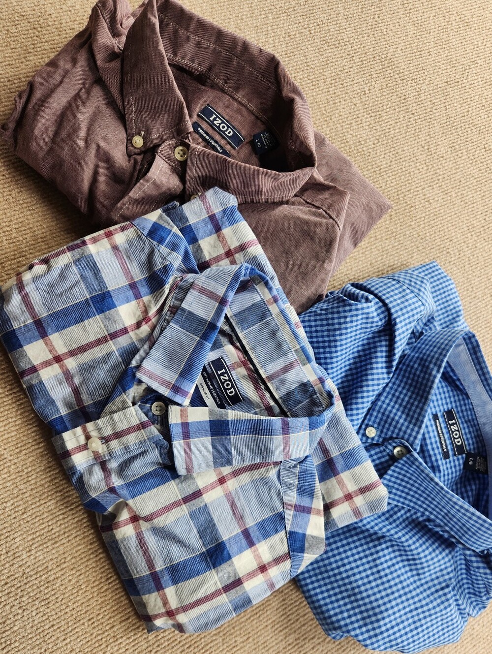 IZOD Premium Essentials Men’s L Plaid Button-Down Long Sleeve Shirts Lot of 3 - Picture 2 of 16